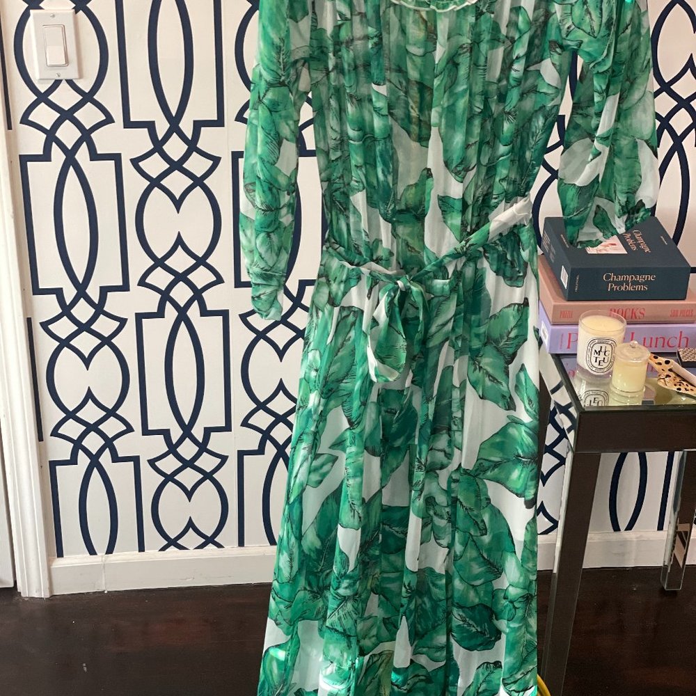 🌴 Boston Proper palm print maxi dress (sz L) 🌴
